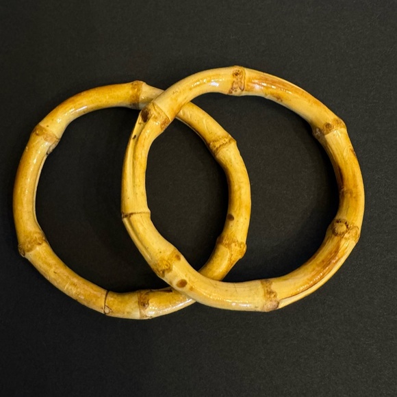 Vintage Wood Bamboo Light Weight Bangle Bracelets Lot Of 2 Bohemian - Picture 15 of 16